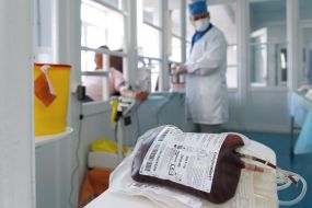 Donor blood in a container