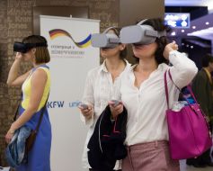 Girls in glasses of virtual reality