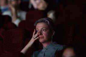 The woman is crying