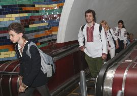 People in embroidered shirts