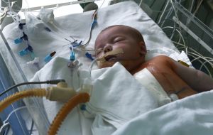 The child is in intensive care