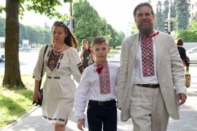 People in embroidered shirts