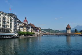 View on the Capelbrücke and the Wasserturm Tower
