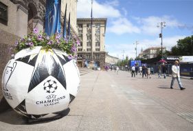 Flowerbed in the form of a soccer ball