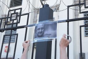 Portrait of the shot journalist Arkady Babchenko
