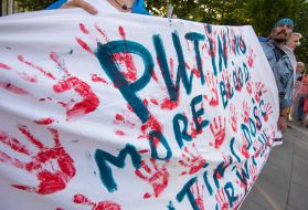 Participant of the action in support of Oleg Sentsov