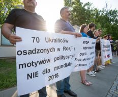 Participant of the action in support of Oleg Sentsov
