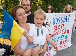 Participant of the action in support of Oleg Sentsov