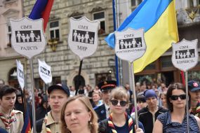 Participants in the march in defense of family values