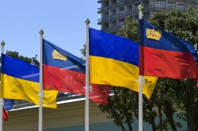 Flags of Ukraine and Liechtenstein