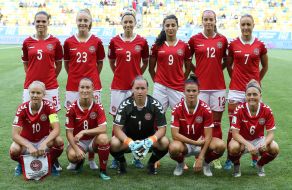 Players of the women's soccer team of Denmark