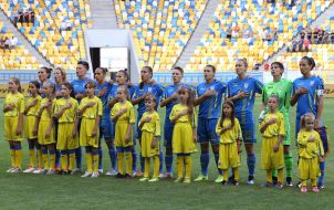 Players of the women's soccer team of Ukraine