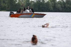 Rescuers on the boat