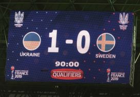 A scoreboard with a match result