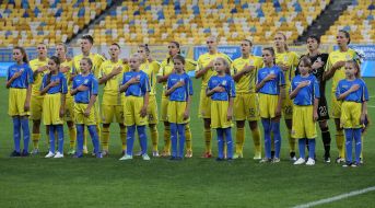Players of the women's soccer team of Ukraine