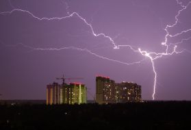 Lightning during a thunderstorm