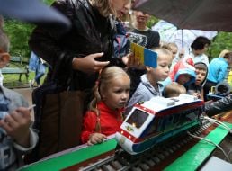 Children review the layouts of the poems
