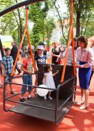 Marina Poroshenko at the opening of an inclusive park