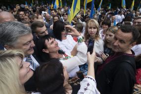 Petr Poroshenko during a meeting with Ukrainians