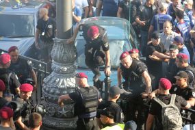 Participants in the protest fire littered near the VRU