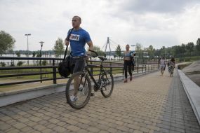 A man with a bicycle