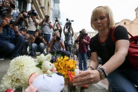 The woman brought flowers
