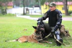 Cynologist with a dog