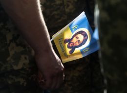 The flag with the image of Jesus