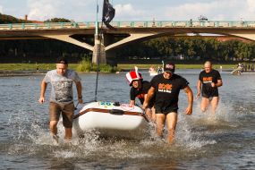 Participants of Uzhhorod regattas 2018 pull boats