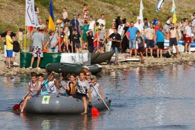 Participants of "Uzhhorod regatta 2018" on a boat