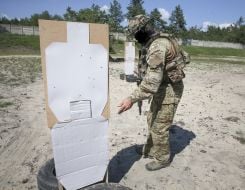 The target struck by a mine explosion
