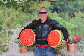 Man with watermelons
