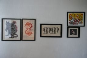 Paintings at the exhibition of graphics