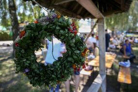 Wreath of flowers and field flowers