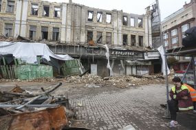 A dilapidated building in the center of Kiev
