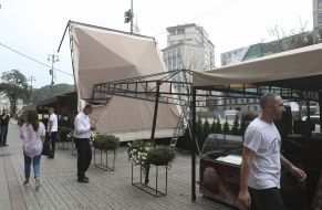 Consequences of a rain in Kiev, August 16, 2018.