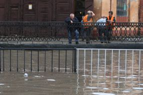 People on the flooded street