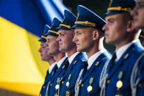 Participants of the ceremony of raising the state flag