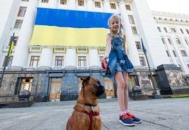 Flag on the building of the Administration of the President of Ukraine