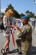 A soldier makes an offer to his girlfriend