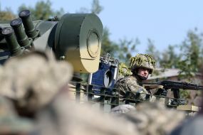 Army serviceman of the Armed Forces in the BTR