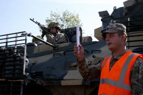 Army serviceman of the Armed Forces in the BTR