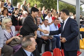 Vladimir Groysman at the opening of the stadium