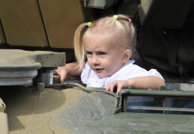 Girl in an armored car
