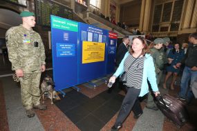 Passengers pass a zone of border and customs control