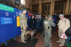 Passengers pass a zone of border and customs control