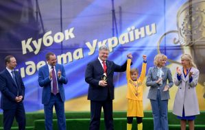 Igor Rainin, Andrei Pavelko, Irina Lutsenko, Petro Poroshenko and Yulia Svetlichnaya