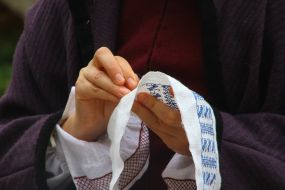 Participant of the festival embroidered