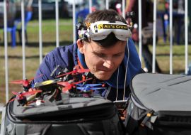 The participant of the championship on the drones racing