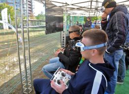 The participant of the championship on the drones racing